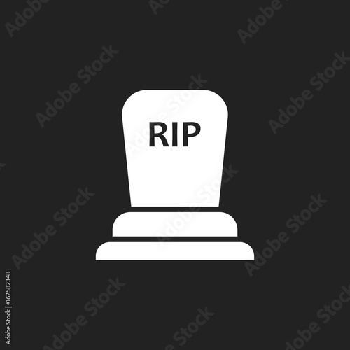 Halloween grave icon. Gravestone vector illustration. Rip tombstone flat icon.