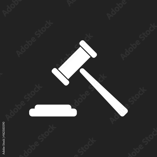 Auction hammer vector icon. Court tribunal flat icon.