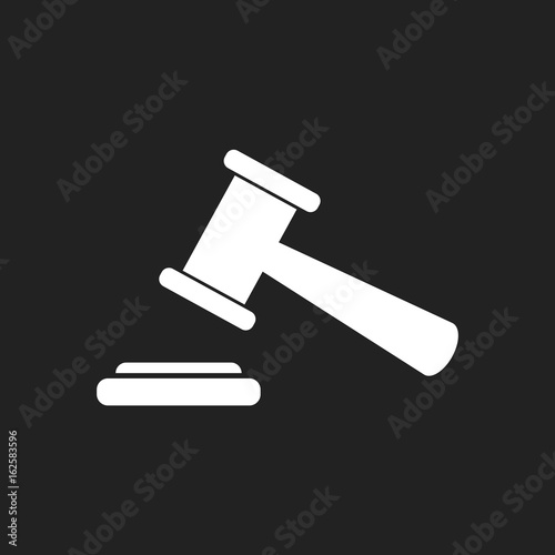 Auction hammer vector icon. Court tribunal flat icon.