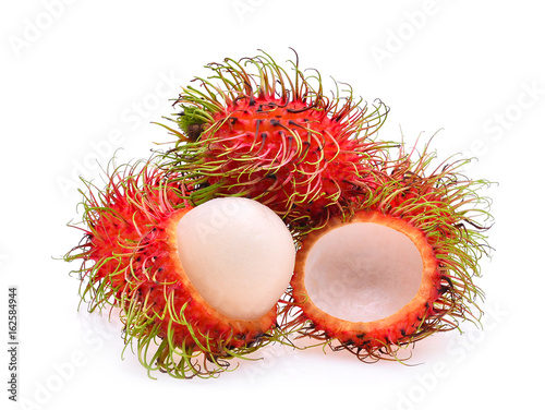 rambutan, tropical fruit isolated on the white background