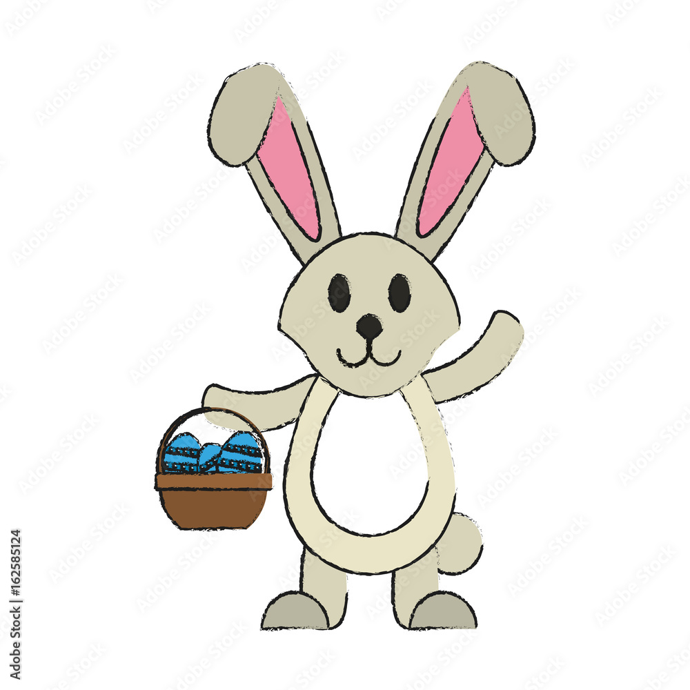 Obraz premium bunny or rabbit with egg and basket easter related icon image