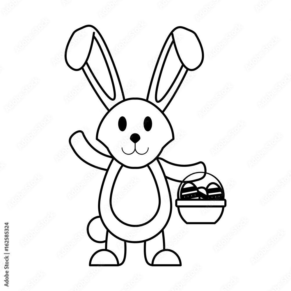 Obraz premium bunny or rabbit with egg and basket easter related icon image