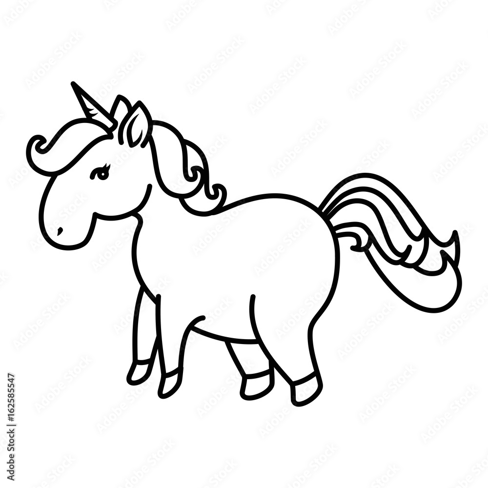 cartoon unicorn icon over white background vector illustration