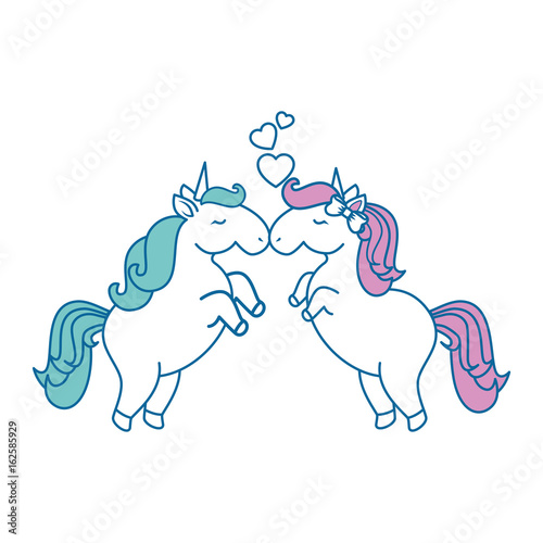 unicorns with hearts icon over white background colorful design vector illustration