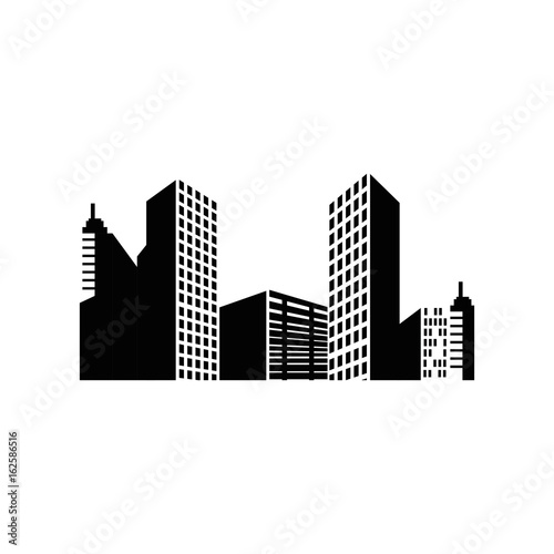 city buildings icon over white background vector illustration