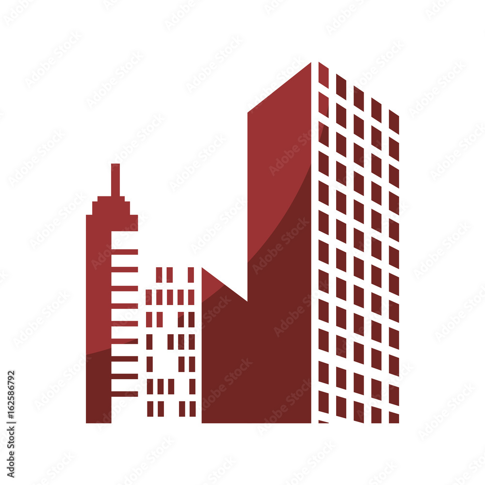 city buildings icon over white background vector illustration