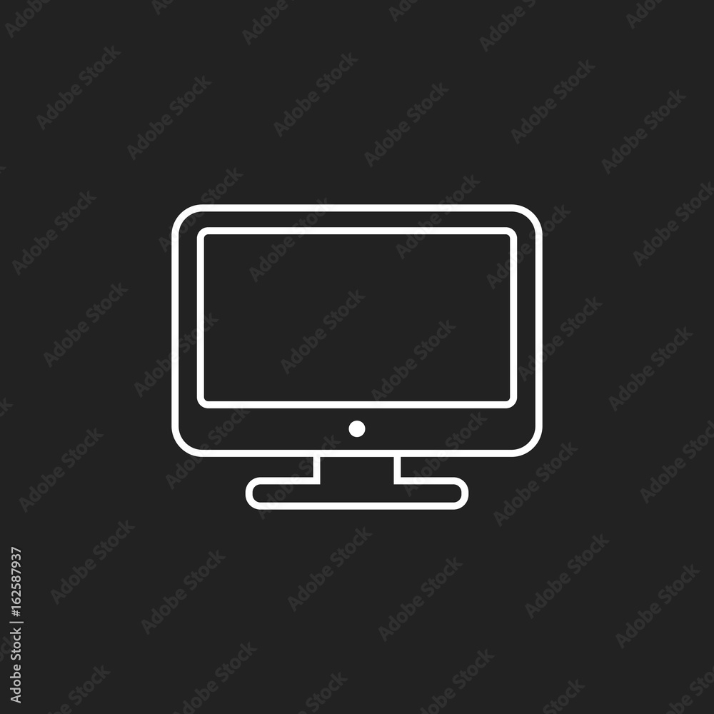 Computer vector illustration in line style. Monitor flat icon. Tv symbol.