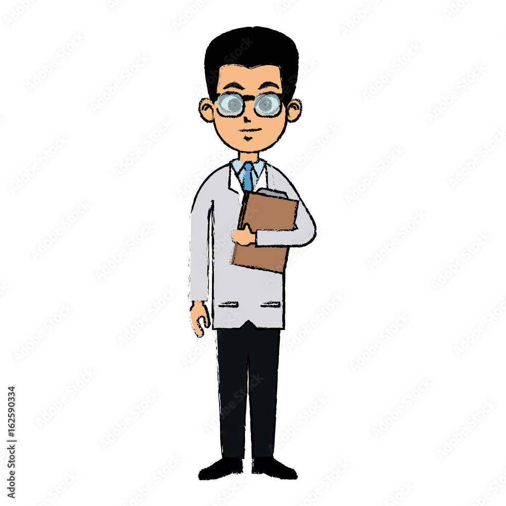 drawing portrait doctor man character standing drawing portrait doctor man character standing