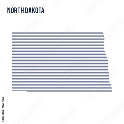 Vector abstract hatched map of State of North Dakota with lines isolated on a white background.