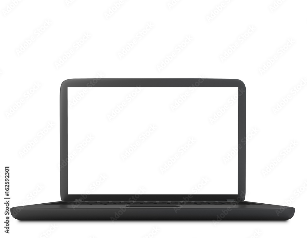 Modern Laptop PC with blank LCD screen isolated on white background -3D rendering, mock up template Modern Laptop PC with blank LCD screen isolated on white background -3D rendering, mock up template