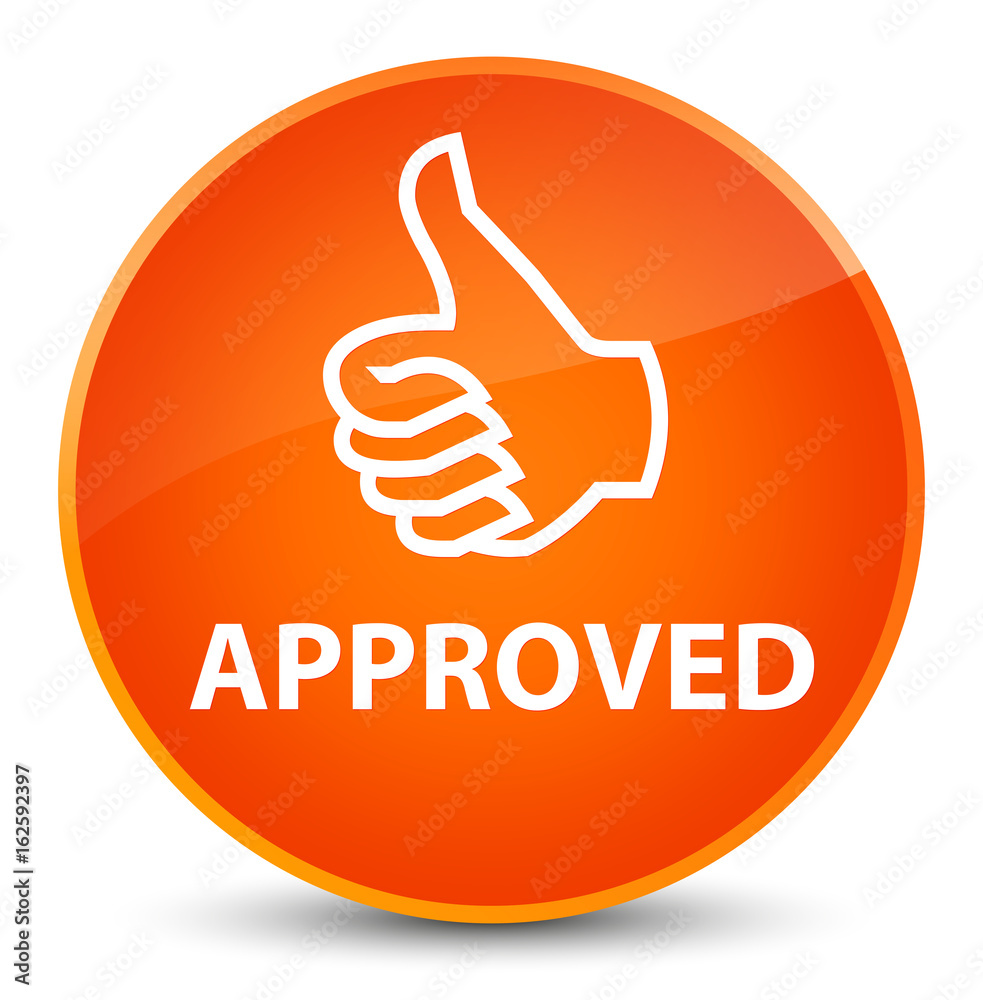 Approved (thumbs up icon) elegant orange round button Approved (thumbs up icon) elegant orange round button