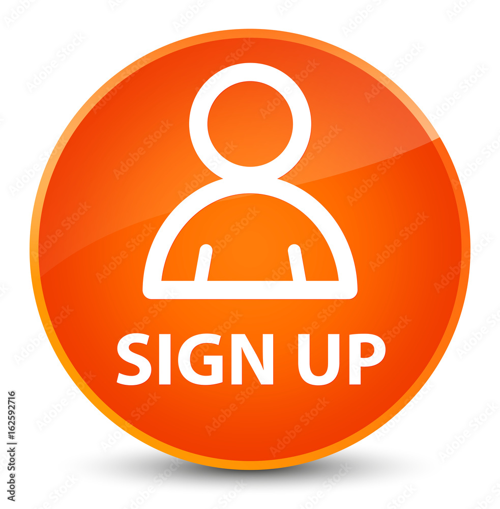 Sign up (member icon) elegant orange round button Sign up (member icon) elegant orange round button