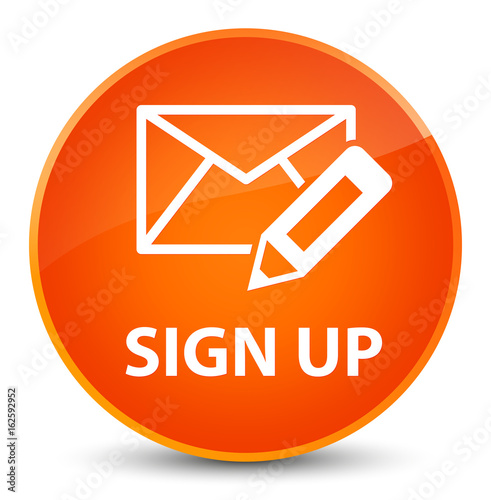 Sign up (edit mail icon) elegant orange round button
