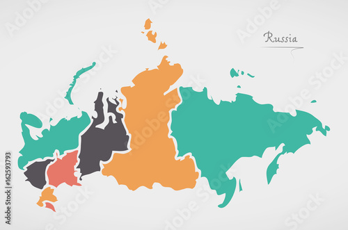 Obraz na płótnie Russia Map with states and modern round shapes
