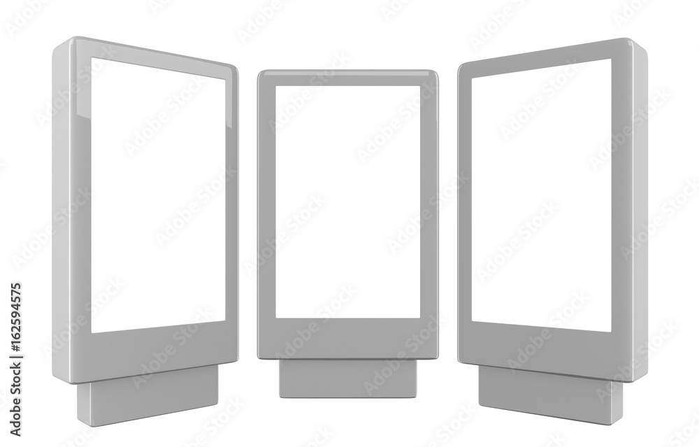 3D rendering of Blank billboard (city advert) isolated on white background 3D rendering of Blank billboard (city advert) isolated on white background