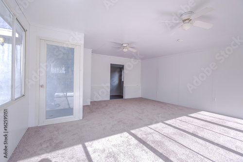 Empty bedroom in a model home in southern California