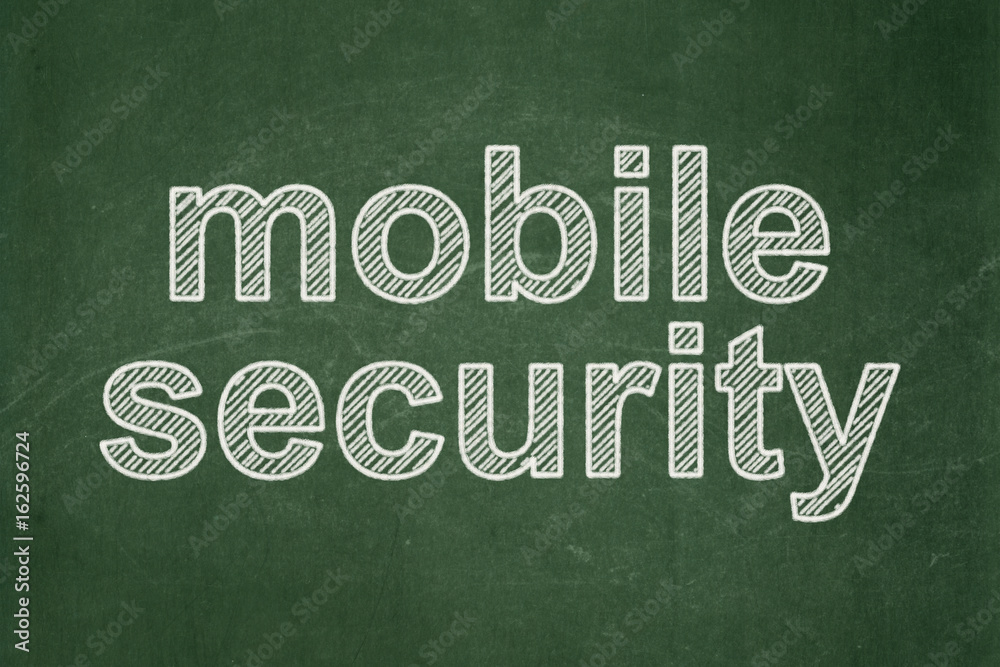 Obraz premium Protection concept: Mobile Security on chalkboard background