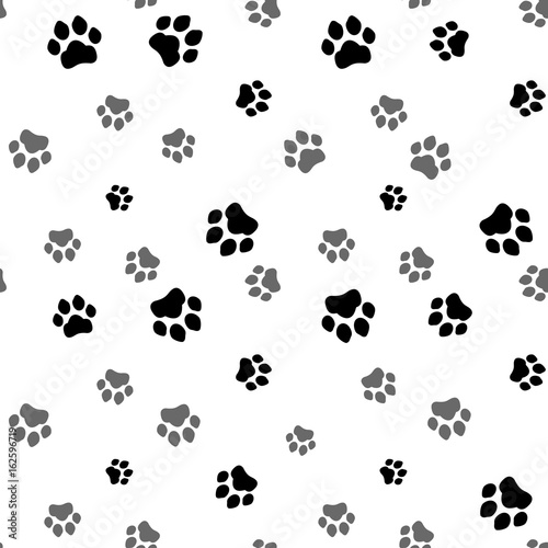Paw print seamless. Traces of Cat Textile Pattern. Cat footprint seamless pattern. Vector seamless