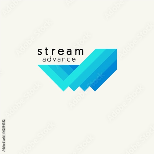Arrow upward tending . Trendy minimalistic template design for logos, emblems, symbols, Icon,
