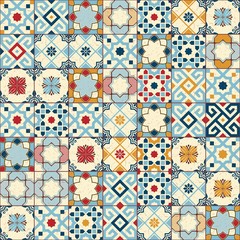 Keuken achterwand Portugese tegeltjes patronen Wit Marokkaans patchwork met ornamenten  © pgmart
