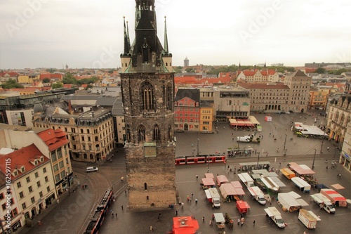 Marktplatz mit Rotem Turm in Halle / Blick von der Marktkirche photo