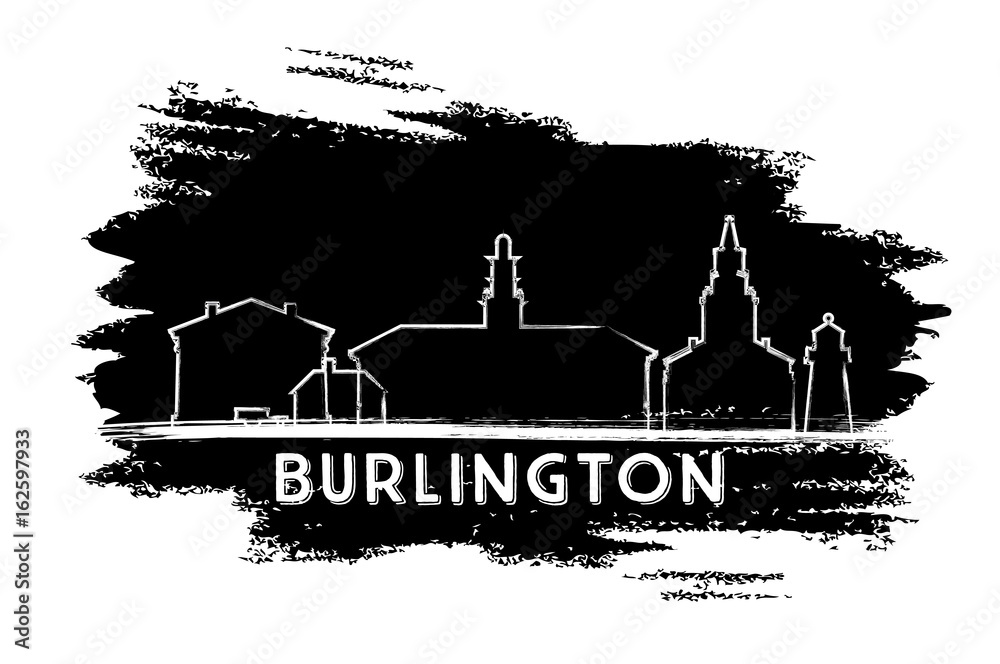 Burlington Skyline Silhouette. Hand Drawn Sketch.