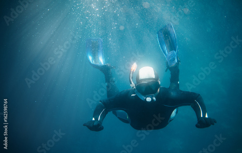 Free diver underwater