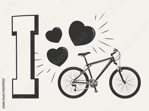 I love bicycle print design - print with bicycle and hearts