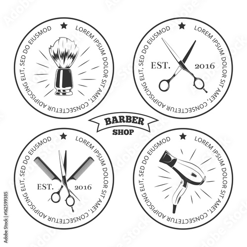 Barber shop labels isolated on white background