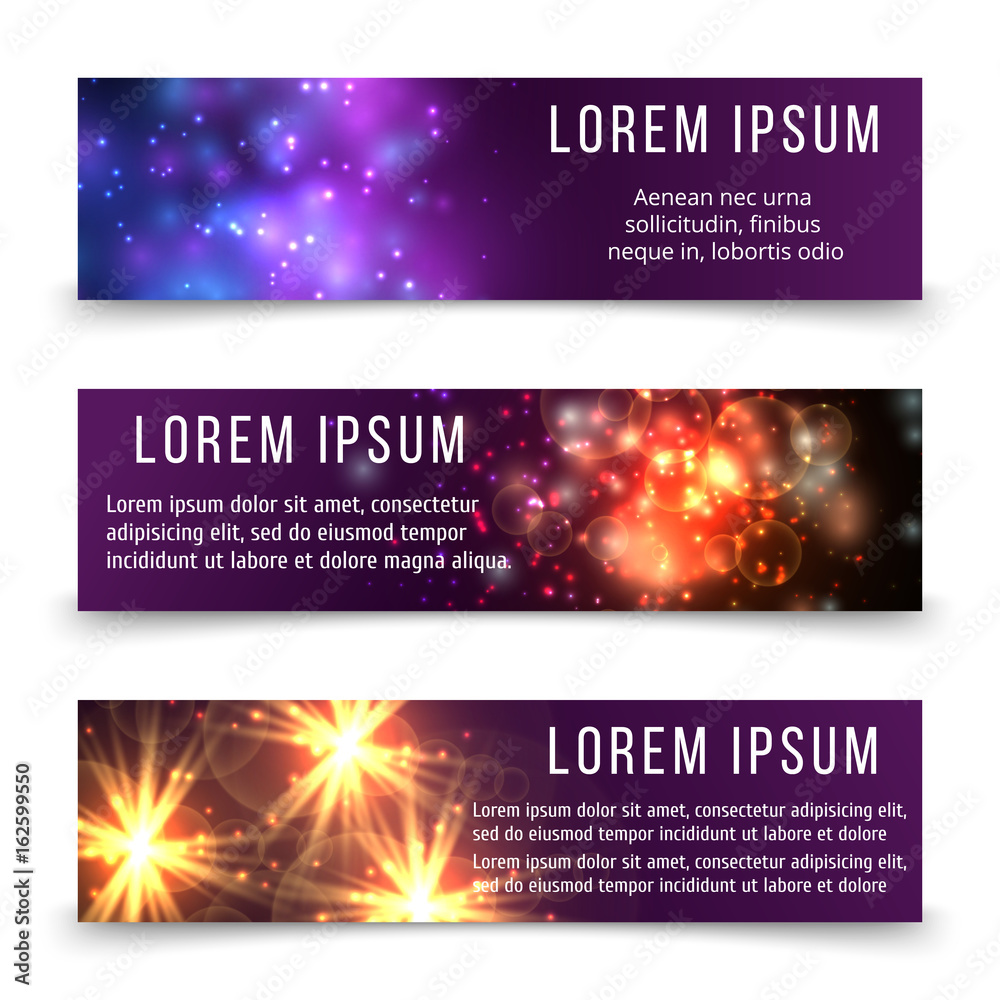 Abstract banners template with space objects
