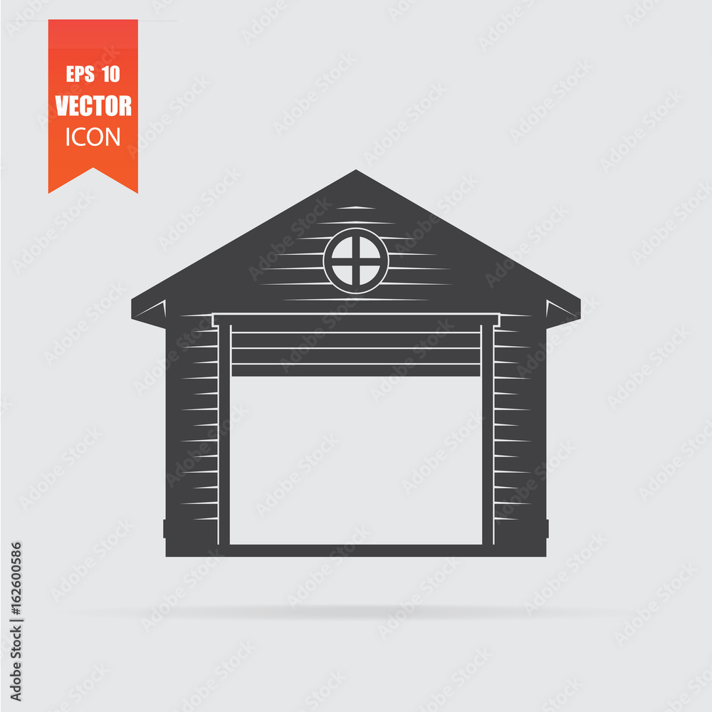 Garage icon in flat style isolated on grey background. Garage icon in flat style isolated on grey background.