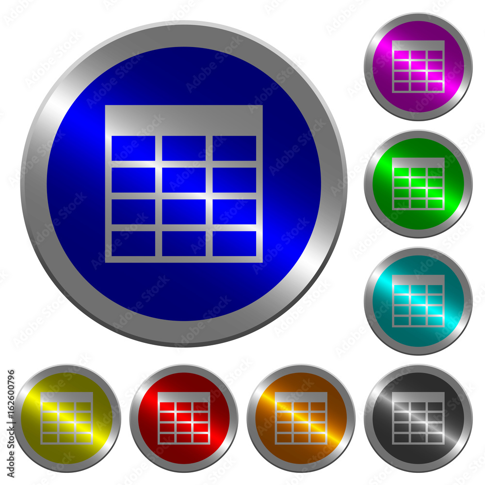 Spreadsheet table luminous coin-like round color buttons Spreadsheet table luminous coin-like round color buttons