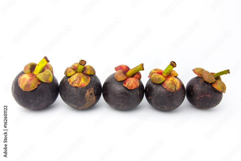 Mango-steen tropical fruit isolated on white background