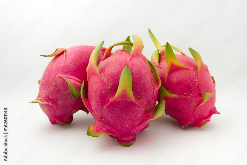 Close-up of dragon fruit isolated on white background Close-up of dragon fruit isolated on white background