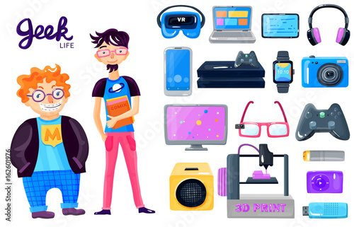 Cartoon Character Gadgets Icons Set 
