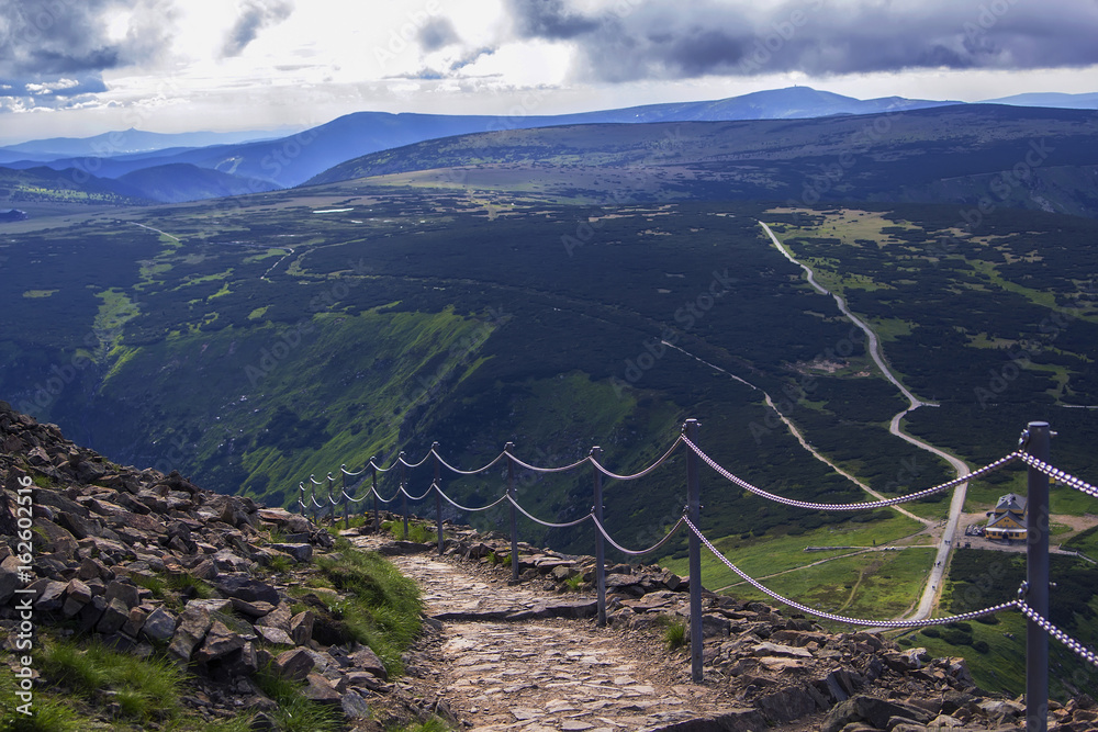 Fototapeta premium Trekking hiking trails in the Giant Mountayns in the Czech Republic