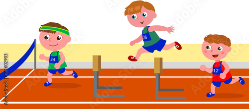 Children running obstacle race