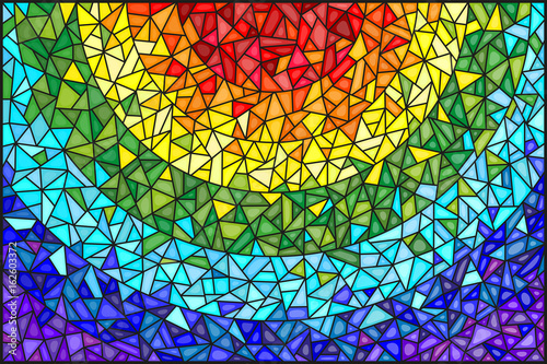 Abstract stained glass background , the colored elements arranged in rainbow spectrum