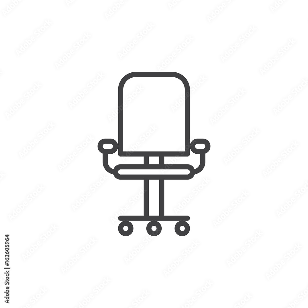 Office chair line icon, outline vector sign, linear style pictogram isolated on white. Symbol, logo illustration. Editable stroke. Pixel perfect graphics Office chair line icon, outline vector sign, linear style pictogram isolated on white. Symbol, logo illustration. Editable stroke. Pixel perfect graphics