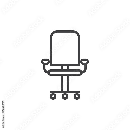 Office chair line icon, outline vector sign, linear style pictogram isolated on white. Symbol, logo illustration. Editable stroke. Pixel perfect graphics