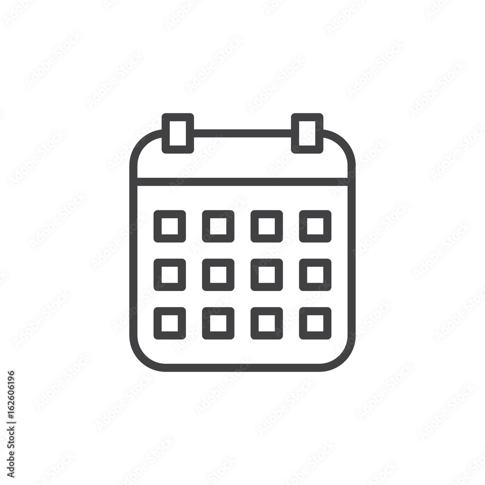 Calendar line icon, outline vector sign, linear style pictogram isolated on white. Symbol, logo illustration. Editable stroke. Pixel perfect graphics Calendar line icon, outline vector sign, linear style pictogram isolated on white. Symbol, logo illustration. Editable stroke. Pixel perfect graphics