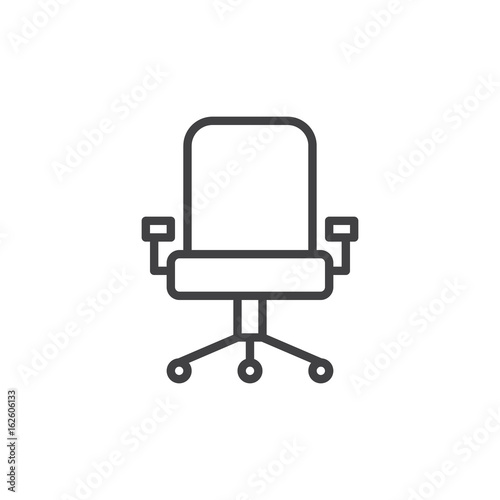 Executive seat line icon, outline vector sign, linear style pictogram isolated on white. Office chair symbol, logo illustration. Editable stroke. Pixel perfect graphics