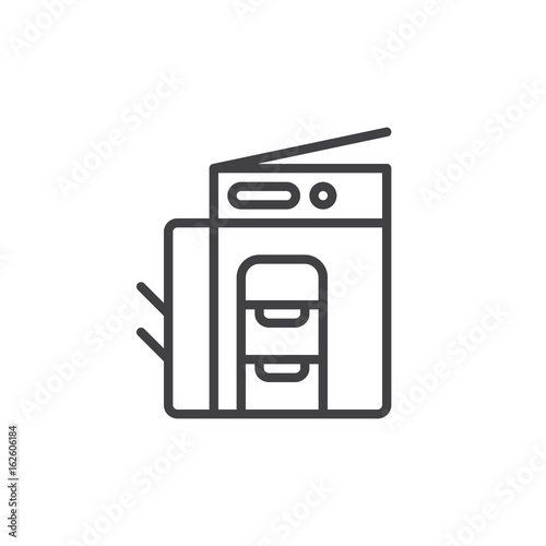 Copy machine line icon, outline vector sign, linear style pictogram isolated on white. Copier symbol, logo illustration. Editable stroke. Pixel perfect graphics