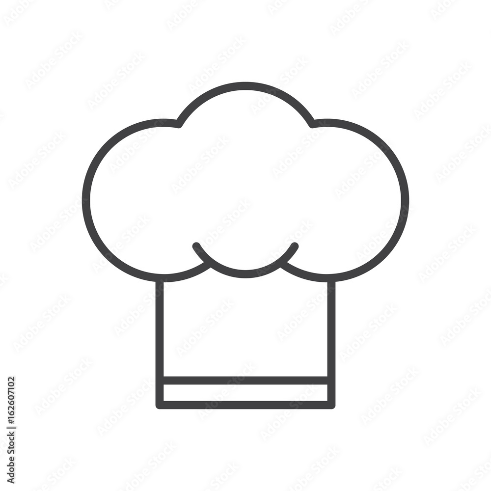 Chef hat line icon, outline vector sign, linear style pictogram isolated on white. Symbol, logo illustration. Editable stroke. Pixel perfect graphics