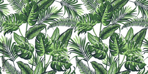 Naklejka Tropikalny wzór z liści palmowych.