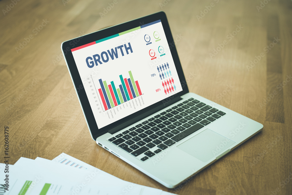 Business Charts and Graphs Concept with GROWTH word Business Charts and Graphs Concept with GROWTH word