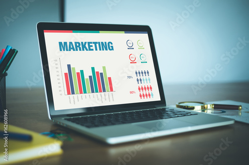 Business Graphs and Charts Concept with MARKETING word