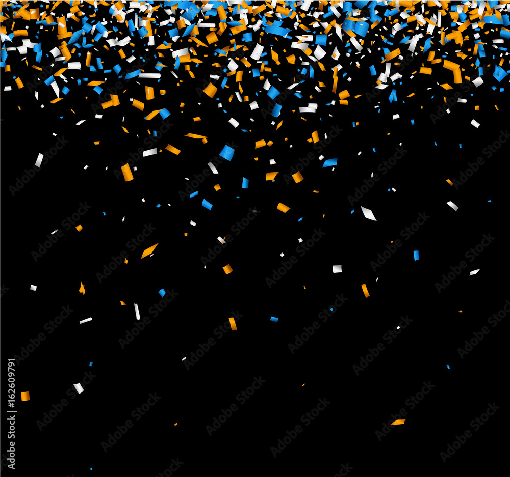 Black background with colorful confetti. Stock Vector | Adobe Stock