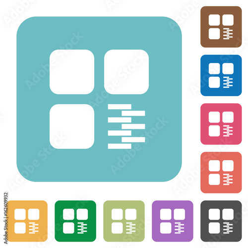 Zip component rounded square flat icons