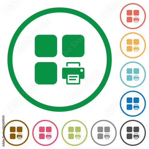 Print component flat icons with outlines